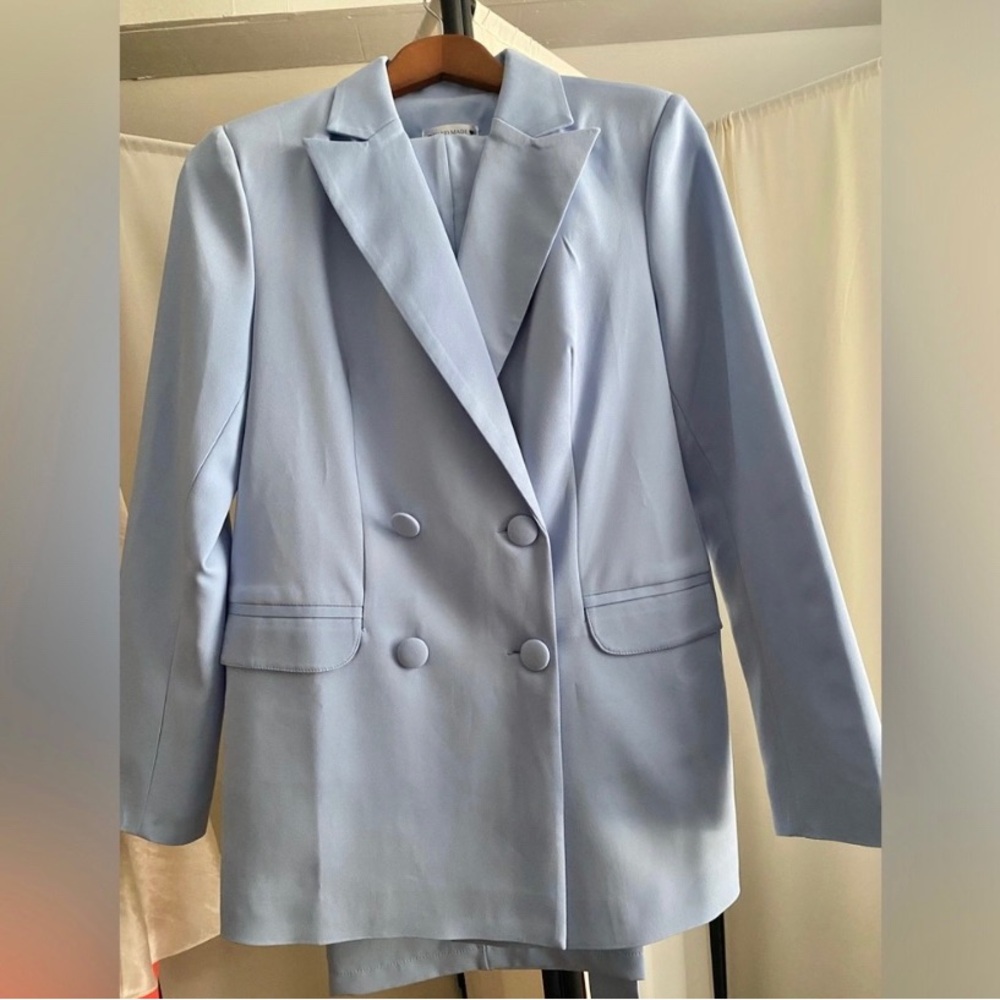 Women's Double-Breasted Baby Blue Blazer with matching pants